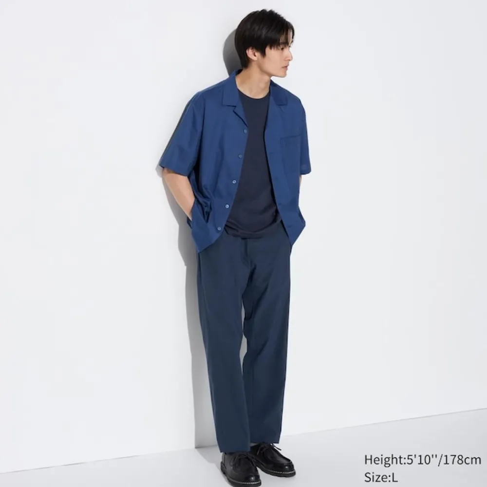 Hosen, Chinos & Jogginghosen*UNIQLO Airsense Seersucker Hose (Relaxed Fit) Blau