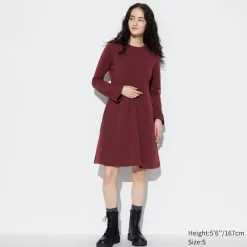 Kleider, Jumpsuits & Overalls*UNIQLO Ausgestelltes Baumwollmix Langarm Minikleid