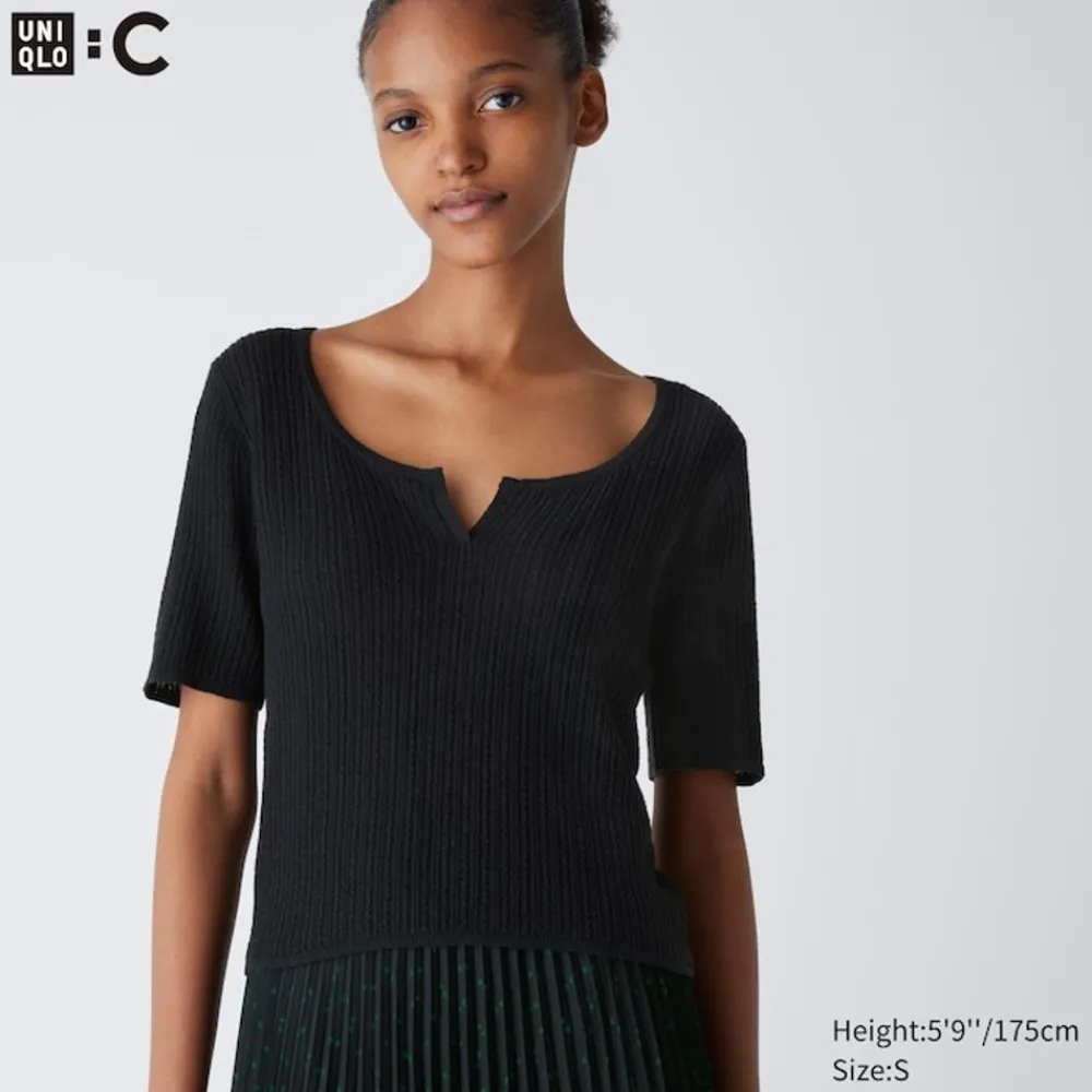 Pullover & Strickjacken*UNIQLO Cropped Halbarm Pullover Mit Spitze Und Schlussellochausschnitt