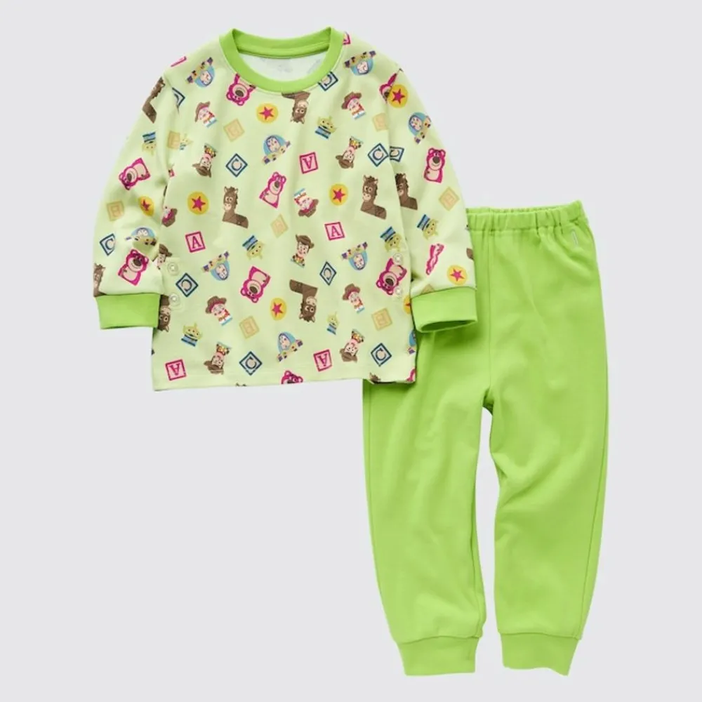 Pyjamas*UNIQLO Disney Kidea Ut Bedruckter Langarm Pyjama Hellgrun