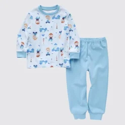 Pyjamas*UNIQLO Disney Kidea Ut Bedruckter Langarm Pyjama Hellblau