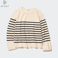 Pullover & Strickjacken*UNIQLO 3D Knit Nahtloser Gestreifter Baumwolle Pullover