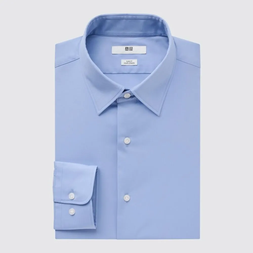 Hemden*UNIQLO Easy Care Langarm Hemd (Slim Fit) Blau