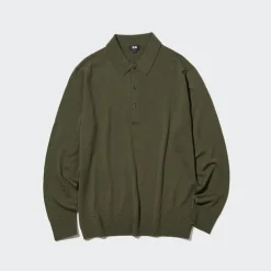 Pullover & Strickjacken*UNIQLO 100 % Extra Feine Merinowolle Langarm Poloshirt