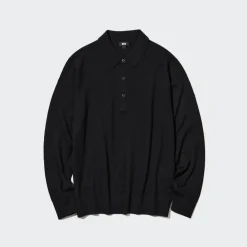 Pullover & Strickjacken*UNIQLO 100 % Extra Feine Merinowolle Langarm Poloshirt