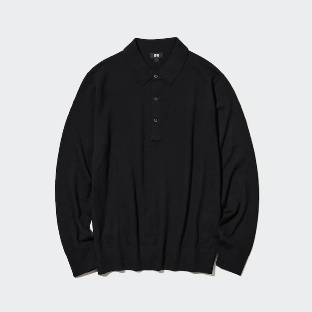 Pullover & Strickjacken*UNIQLO 100 % Extra Feine Merinowolle Langarm Poloshirt