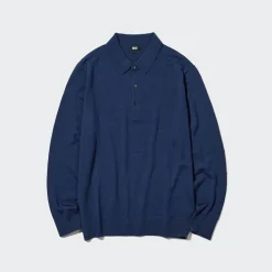 Pullover & Strickjacken*UNIQLO 100 % Extra Feine Merinowolle Langarm Poloshirt