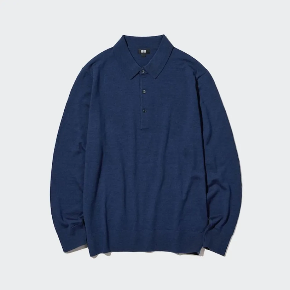 Pullover & Strickjacken*UNIQLO 100 % Extra Feine Merinowolle Langarm Poloshirt