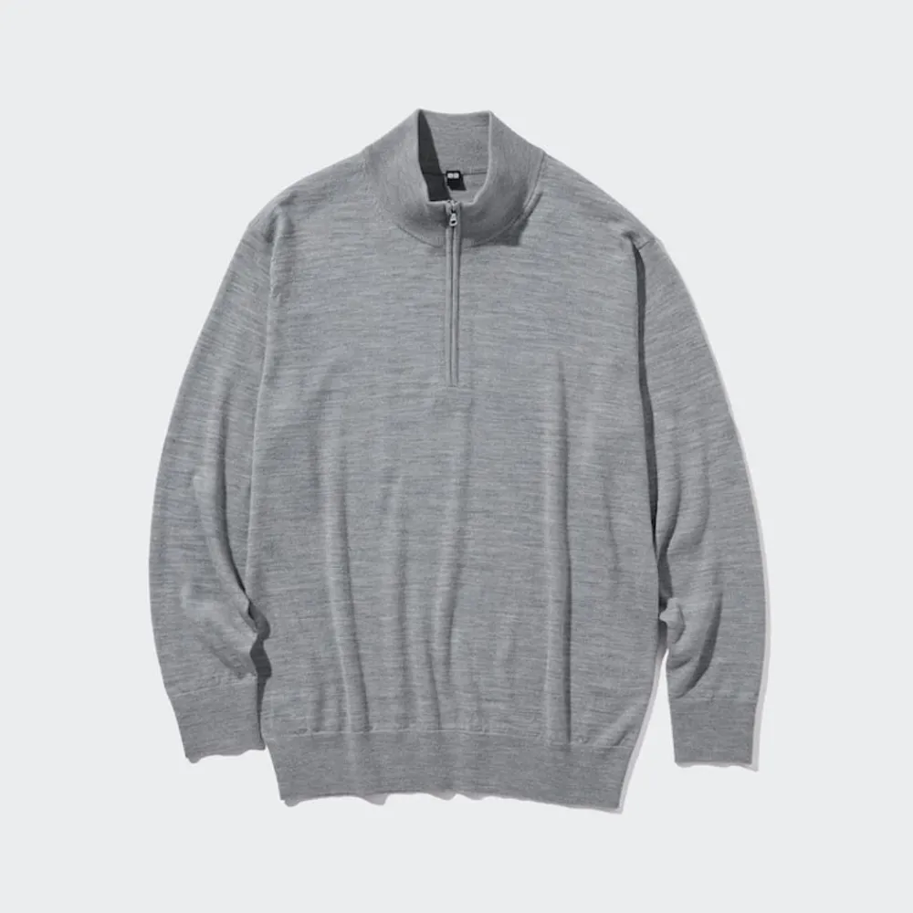 Pullover & Strickjacken*UNIQLO 100 % Extra Feine Merinowolle Pullover Mit Reisverschluss