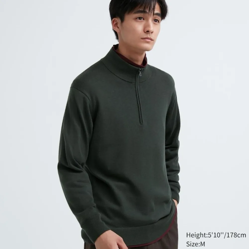 Pullover & Strickjacken*UNIQLO 100 % Extra Feine Merinowolle Pullover Mit Reisverschluss