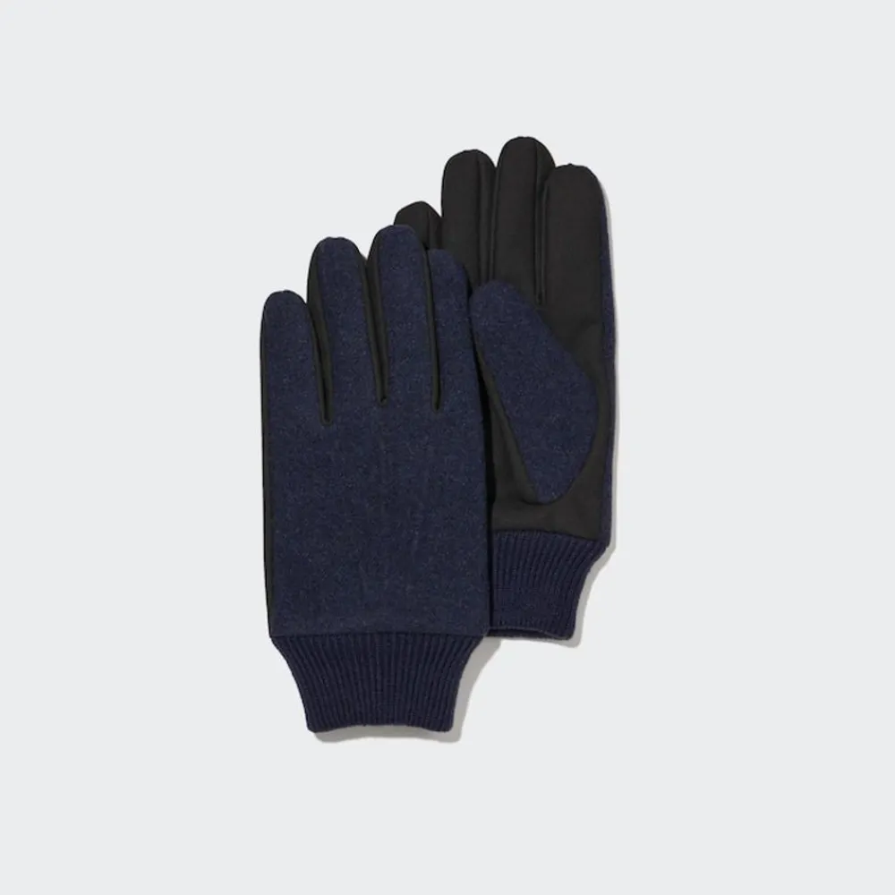 Accessoires & Taschen*UNIQLO Gefutterte Heattech Tweed Thermo Handschuhe Dunkelblau