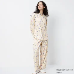 Loungewear & Pyjamas*UNIQLO Gemusterter Satin Langarm Pyjama