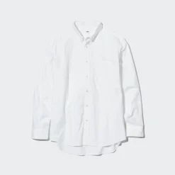 Hemden*UNIQLO Gemustertes Extra Feine Baumwolle Hemd Weis
