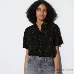 Hemden & Blusen*UNIQLO Gemusterte Viskose Kurzarm Bluse