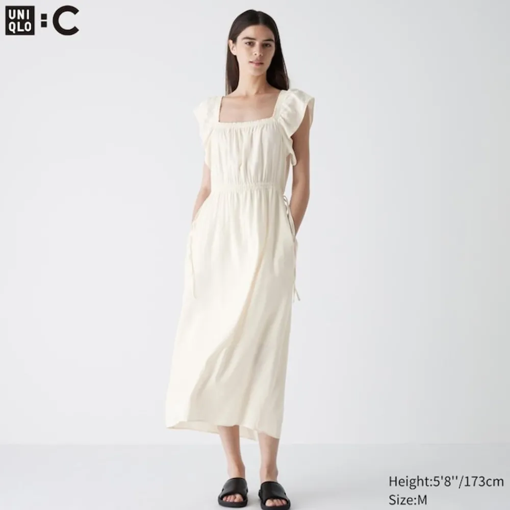 Kleider, Jumpsuits & Overalls*UNIQLO Gerafftes Kurzarm Kleid Mit Offenem Rucken