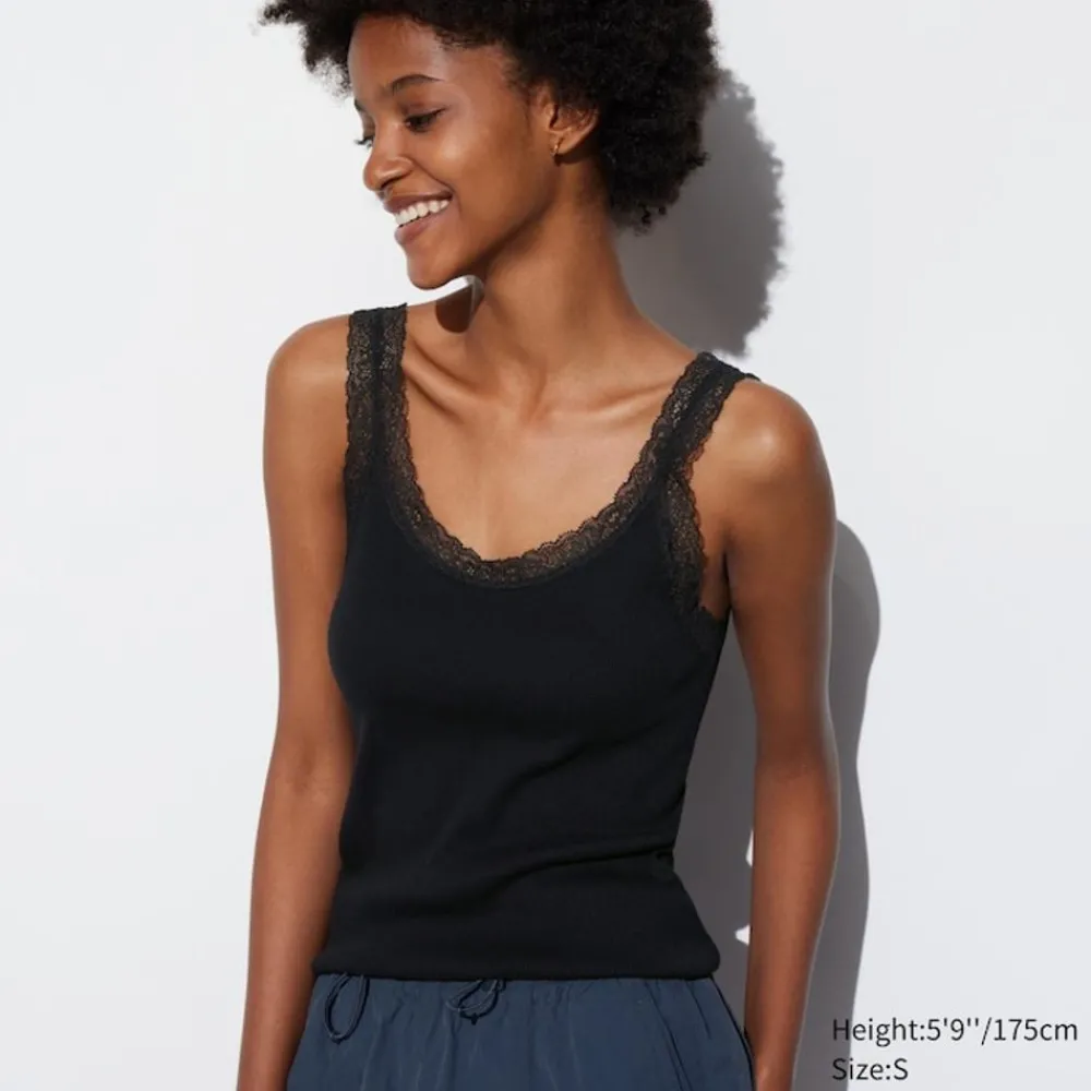 T-Shirts & Oberteile*UNIQLO Geripptes Tanktop Mit Spitze