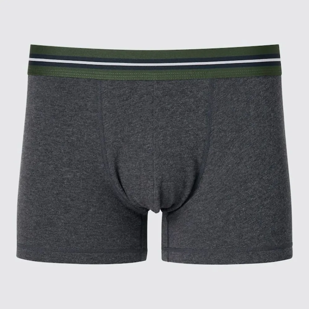 Unterwäsche*UNIQLO Gestreifte Baumwolle Unterhose Mit Niedrigem Bund Dunkelgrau
