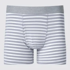 Unterwäsche*UNIQLO Gestreifte Baumwolle Unterhose Grau