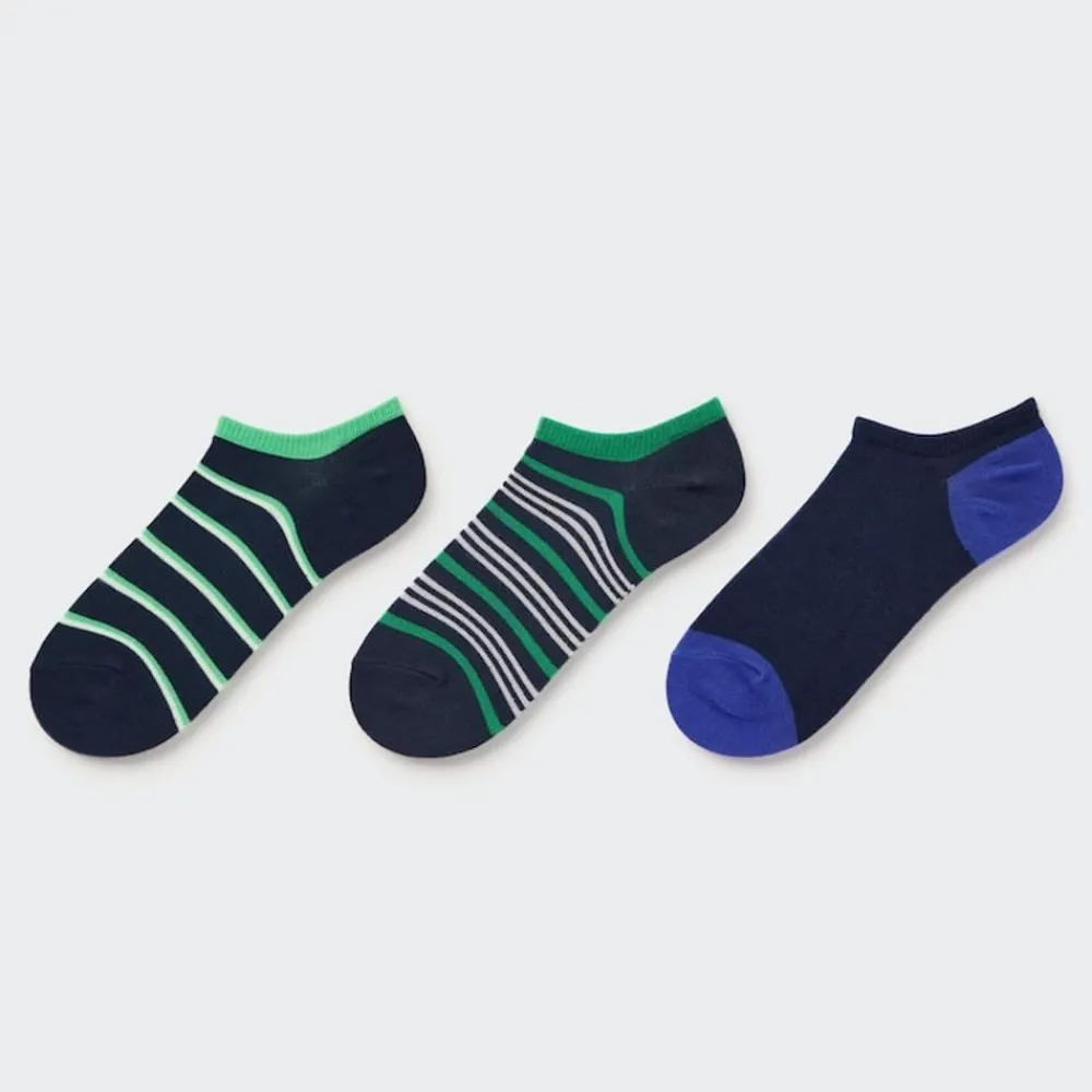 Socken, Strumpfhosen & Leggings*UNIQLO Gestreifte Kurzsocken (3 Paar) Dunkelblau