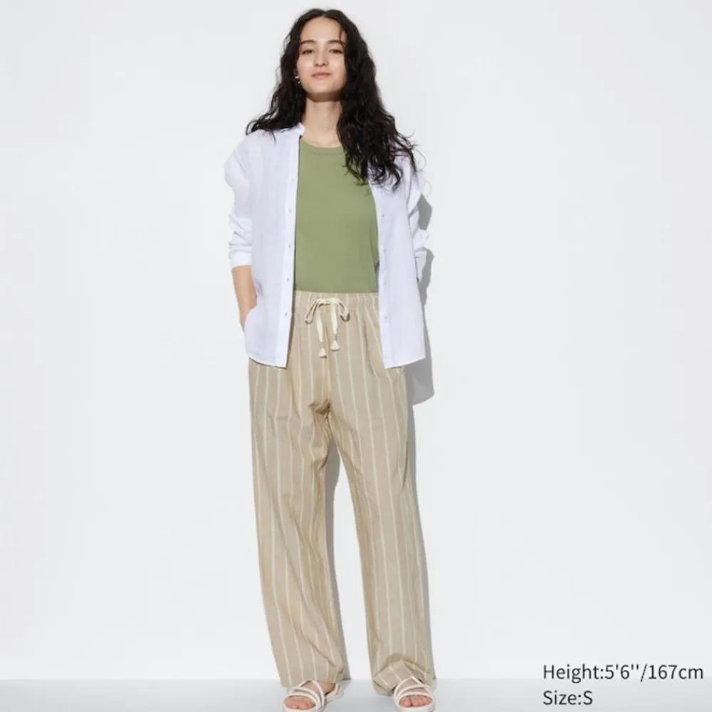 Hosen, Leggings & Jogginghosen*UNIQLO Gestreifte Leinenmix Easy Hose
