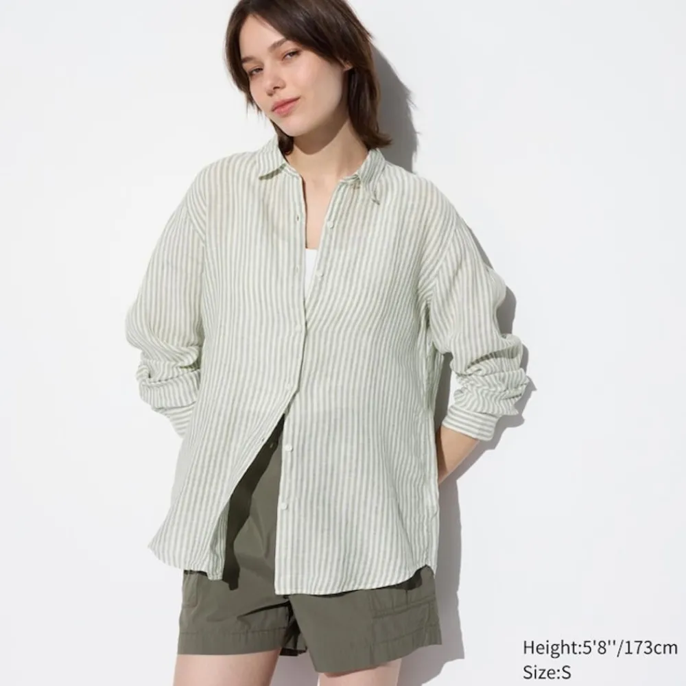 Hemden & Blusen*UNIQLO Gestreifte 100 % Premium Leinen Langarm Bluse