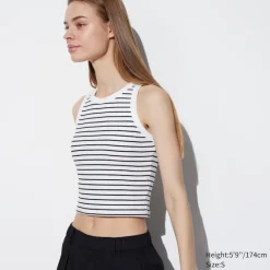 Bh-Tops, Tanktops & Trägertops*UNIQLO Gestreiftes Geripptes Cropped Bh-Tanktop