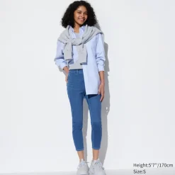 Hosen, Leggings & Jogginghosen*UNIQLO High Waisted Ultra Stretch Cropped Denim Leggings Blau