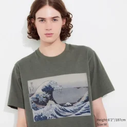 T-Shirts & Oberteile*UNIQLO Hokusai Remixed Ut Bedrucktes T-Shirt Olive