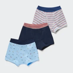 Bhs & Unterwäsche*UNIQLO Jungen Gemusterte Unterhose (3Er-Set) Blau