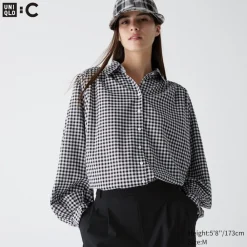 Hemden & Blusen*UNIQLO Karierte Oversized Langarm Bluse