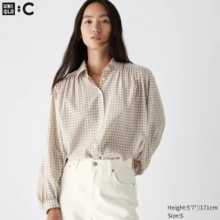 Hemden & Blusen*UNIQLO Karierte Oversized Langarm Bluse