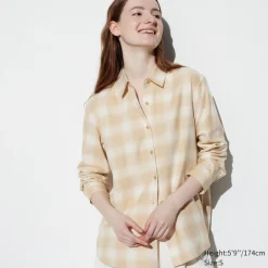 Hemden & Blusen*UNIQLO Karierte Sanfte Velours Langarm Bluse