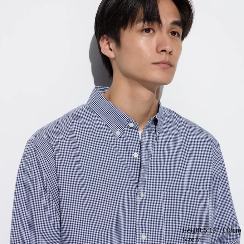 Hemden*UNIQLO Kariertes Extra Feine Baumwolle Langarm Hemd