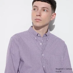 Hemden*UNIQLO Kariertes Extra Feine Baumwolle Langarm Hemd