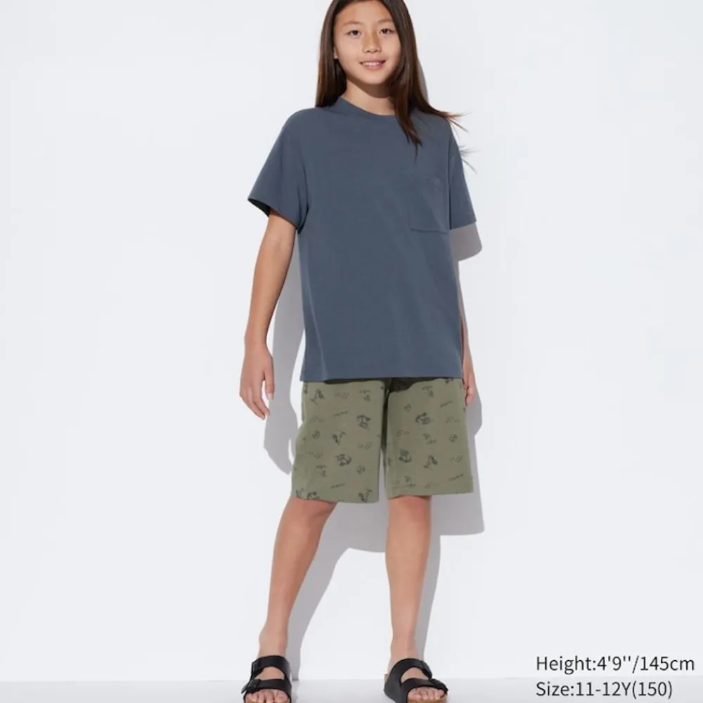 Airism Kuhlender Komfort*UNIQLO Kinder Gemustertes Airism Baumwolle Kurzarm Lounge Set