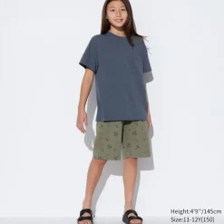 Pyjamas*UNIQLO Kinder Gemustertes Airism Baumwolle Kurzarm Lounge Set