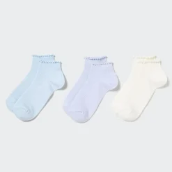 Socken, Strumpfhosen & Leggings*UNIQLO Kinder Gerippte Kurzsocken (3 Paar) Hellblau