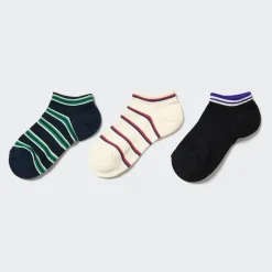 Socken, Strumpfhosen & Leggings*UNIQLO Kinder Gestreifte Kurzsocken (3 Paar) Dunkelblau