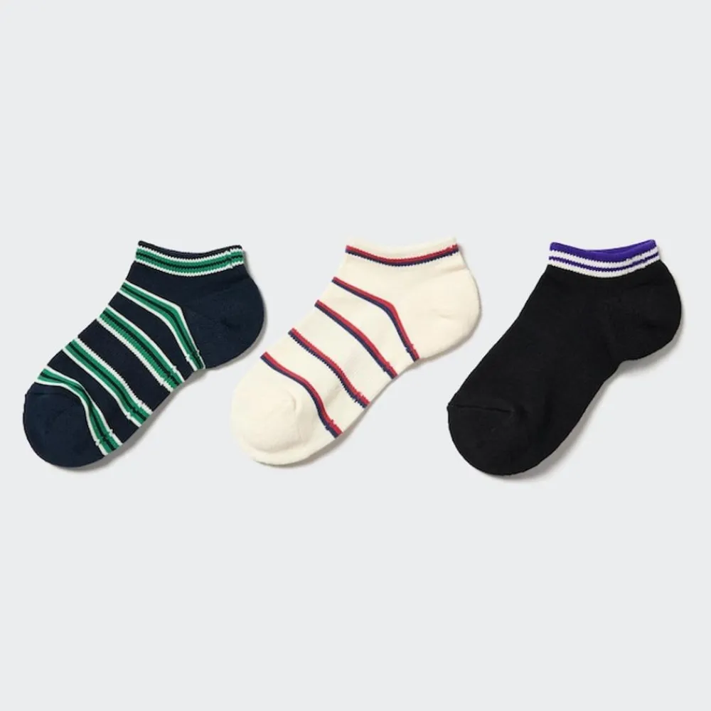 Socken, Strumpfhosen & Leggings*UNIQLO Kinder Gestreifte Kurzsocken (3 Paar) Dunkelblau