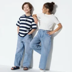 Hosen, Jogginghosen & Leggings*UNIQLO Kinder Jeans Mit Reisverschluss (Wide Fit) Blau