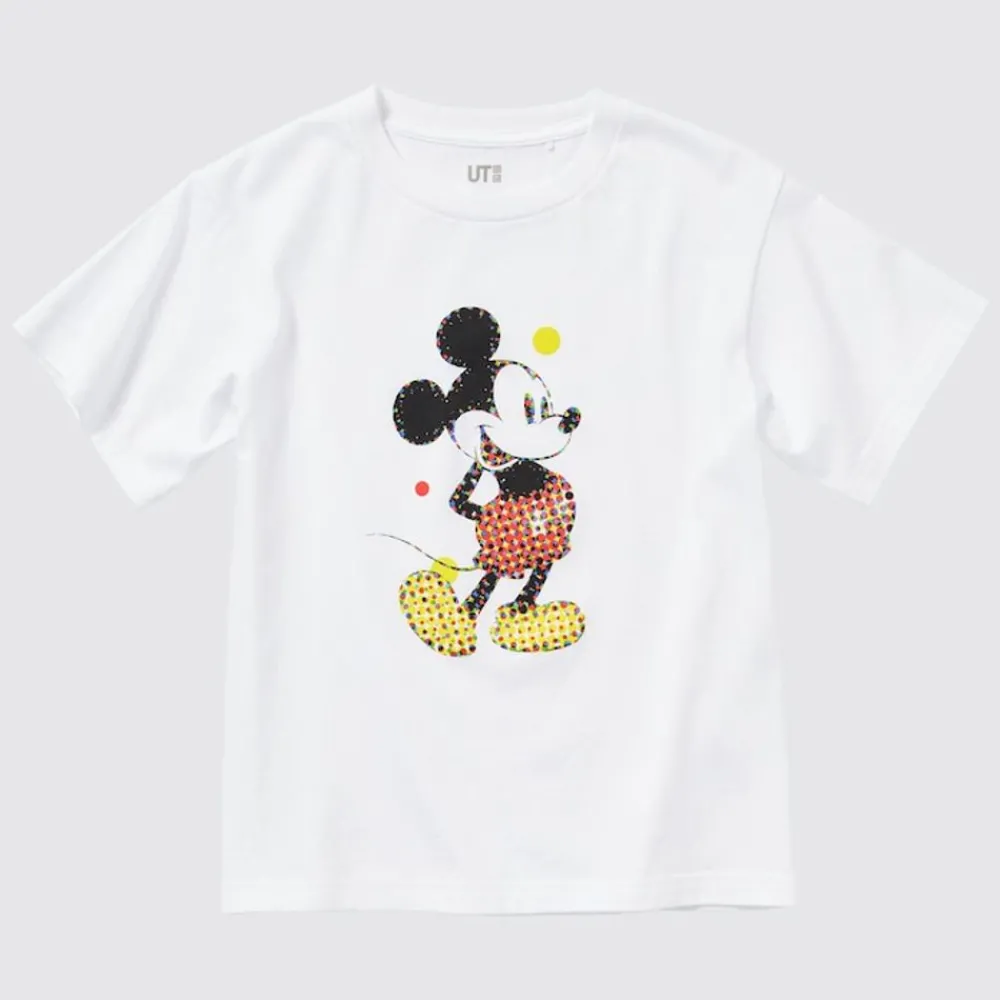 T-Shirts, Bh-Tops & Poloshirts*UNIQLO Kinder Mickey Stands Ut Bedrucktes T-Shirt Weis
