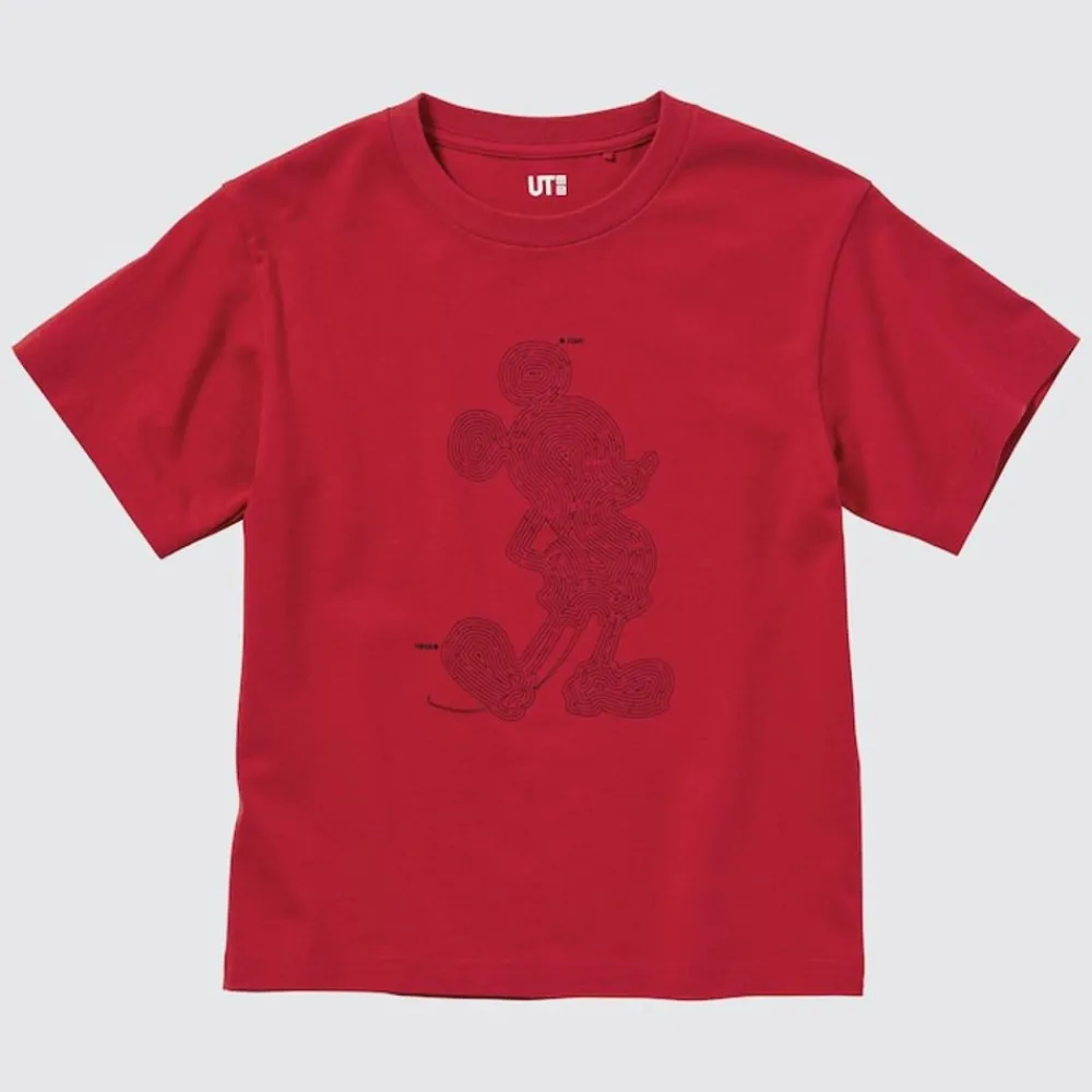 T-Shirts, Bh-Tops & Poloshirts*UNIQLO Kinder Mickey Stands Ut Bedrucktes T-Shirt Rot