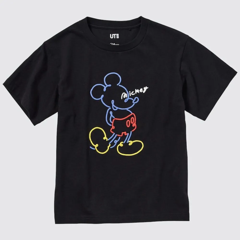T-Shirts, Bh-Tops & Poloshirts*UNIQLO Kinder Mickey Stands Ut Bedrucktes T-Shirt Schwarz