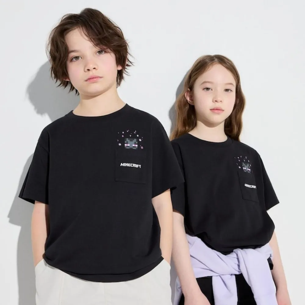 T-Shirts, Bh-Tops & Poloshirts*UNIQLO Kinder Minecraft Ut Bedrucktes T-Shirt Schwarz