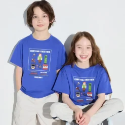T-Shirts, Bh-Tops & Poloshirts*UNIQLO Kinder Minecraft Ut Bedrucktes T-Shirt Blau