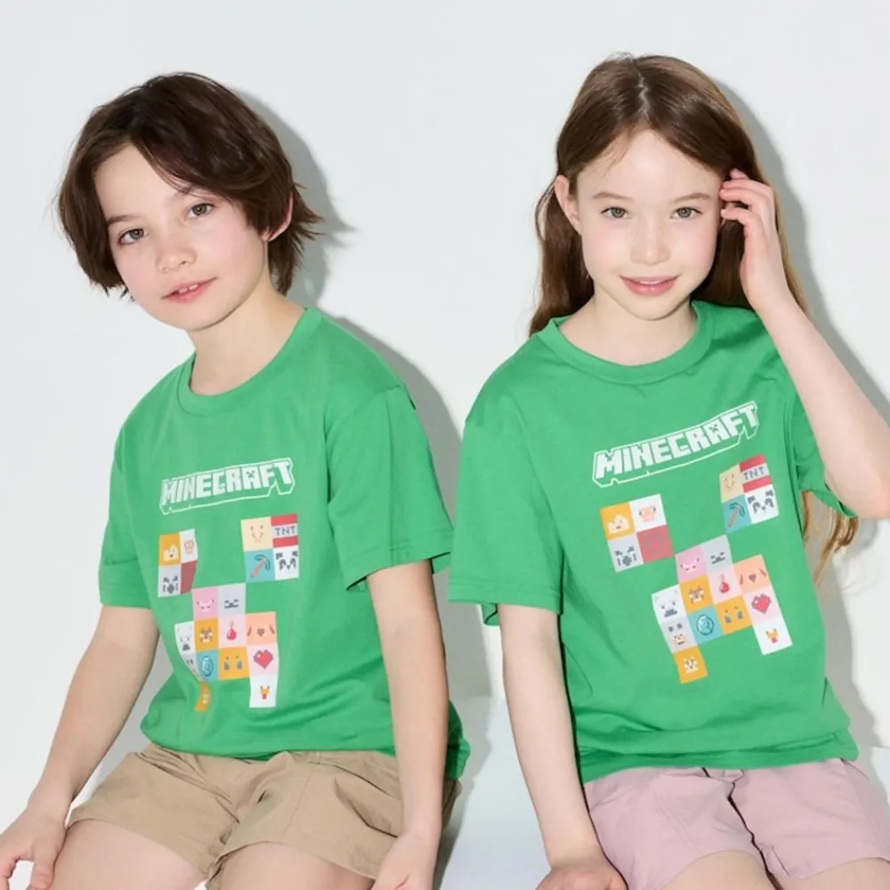T-Shirts, Bh-Tops & Poloshirts*UNIQLO Kinder Minecraft Ut Bedrucktes T-Shirt Grun