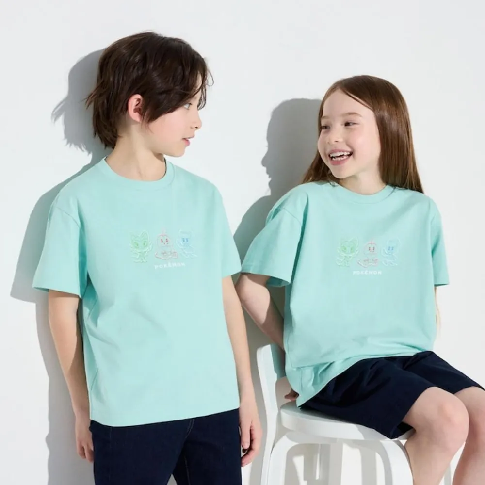 T-Shirts, Bh-Tops & Poloshirts*UNIQLO Kinder Pokemon Ut Bedrucktes T-Shirt Grun