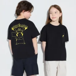 T-Shirts, Bh-Tops & Poloshirts*UNIQLO Kinder Pokemon Ut Bedrucktes T-Shirt Schwarz