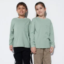 T-Shirts, Bh-Tops & Poloshirts*UNIQLO Kinder Sanftes Velours Langarmshirt
