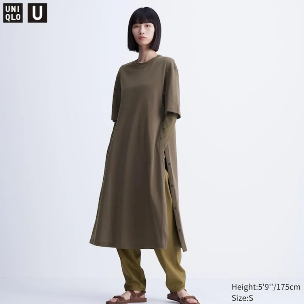 Kleider, Jumpsuits & Overalls*UNIQLO Krepp Baumwolle Kurzarm T-Shirt-Kleid